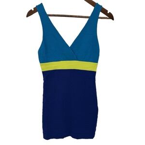 EXPRESS y2k Blue Color block Sleeveless bodycon Mini Dress s club jersey shore